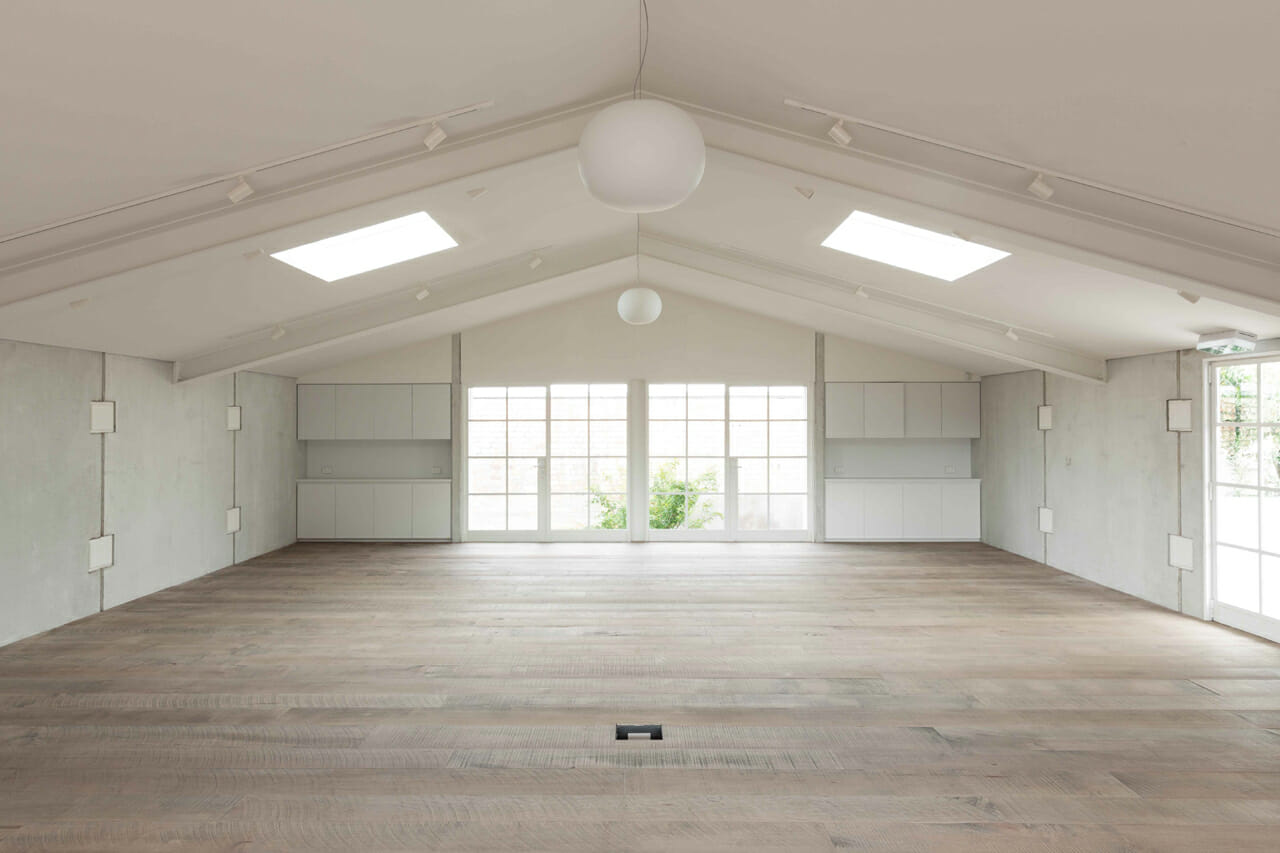 White framed steel windows and doors