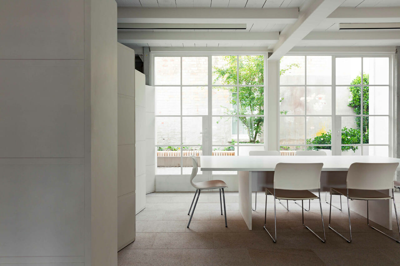 White framed steel windows and doors