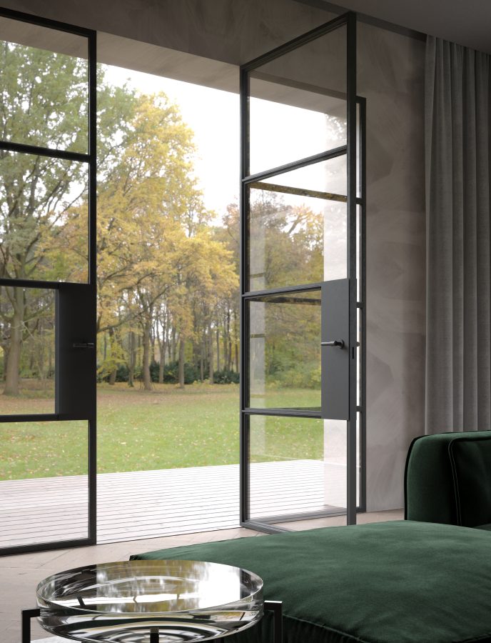 Matte Black Sleek Steel Doors