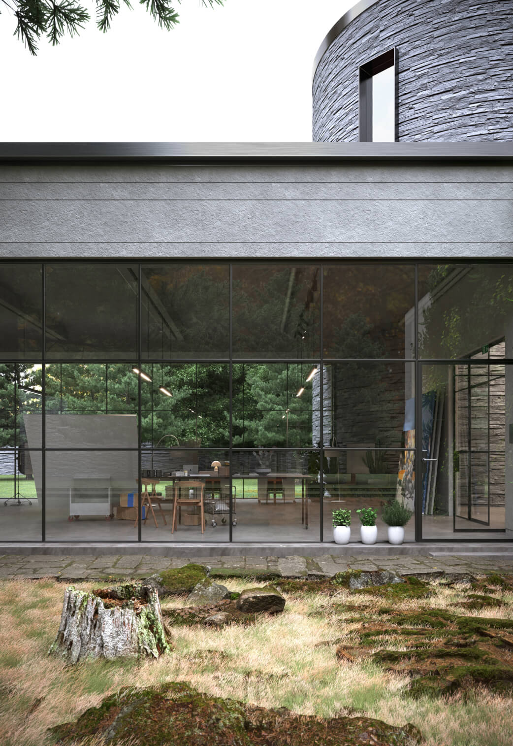 Steel windows and doors exterior look