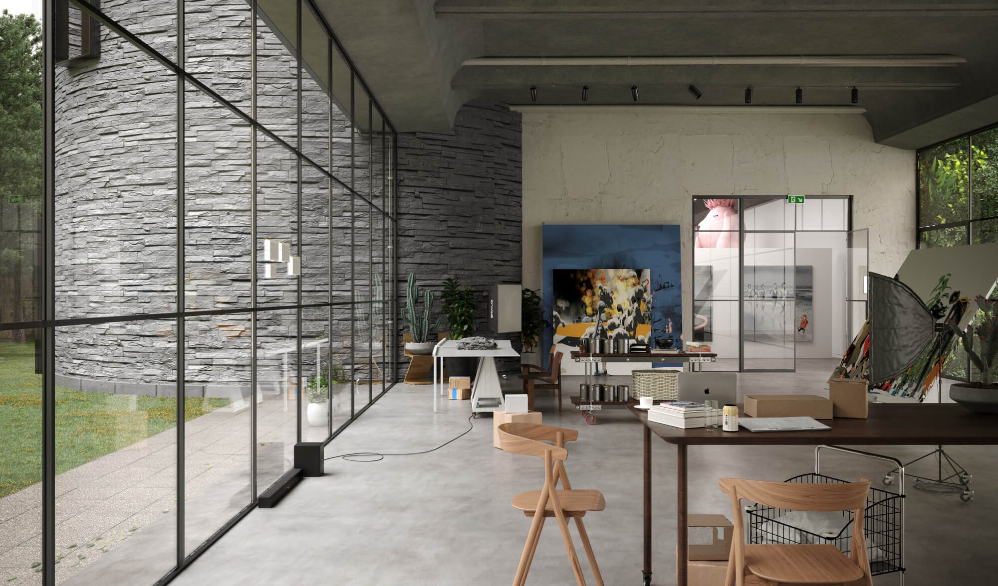 external steel window wall