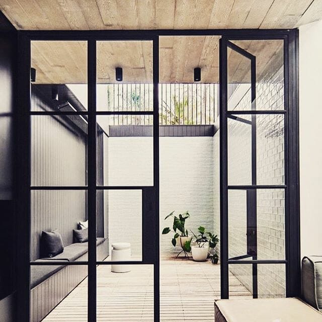 Black steel french doors