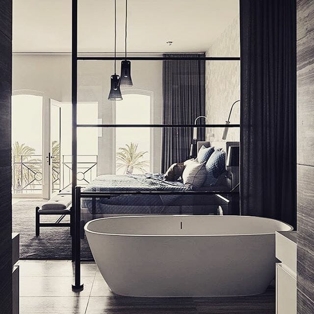 Steel framed bathroom divider